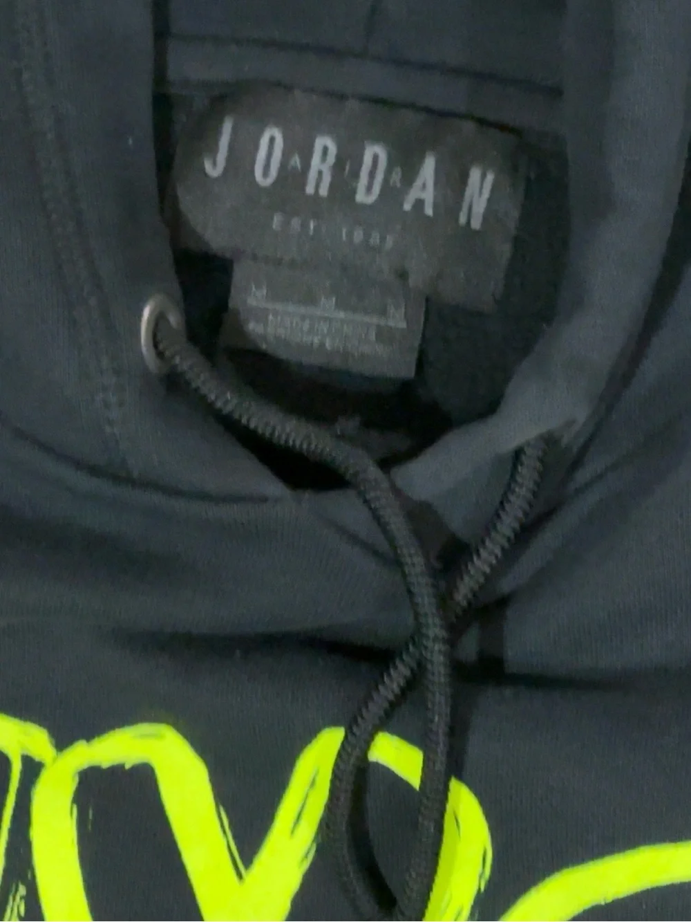 Jordan Black Hoodie with Neon Green, White & Red NYC AIR Graphic
